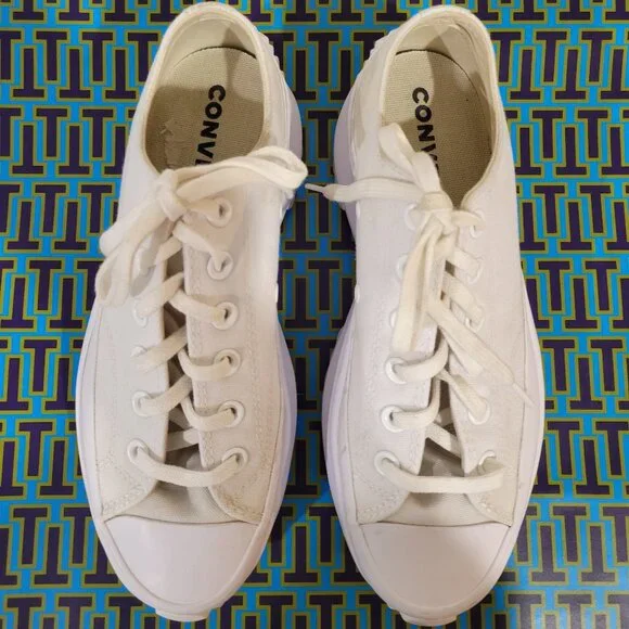 CONVERSE Platform White Canvas Sneaker Size 8.5 - Picture 6 of 12
